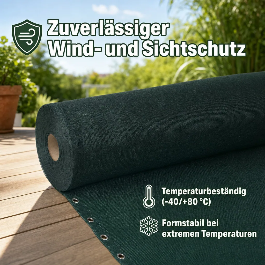 Sichtschutznetz, Windschutznetz, Zaunblende, grün, HDPE Gewebe