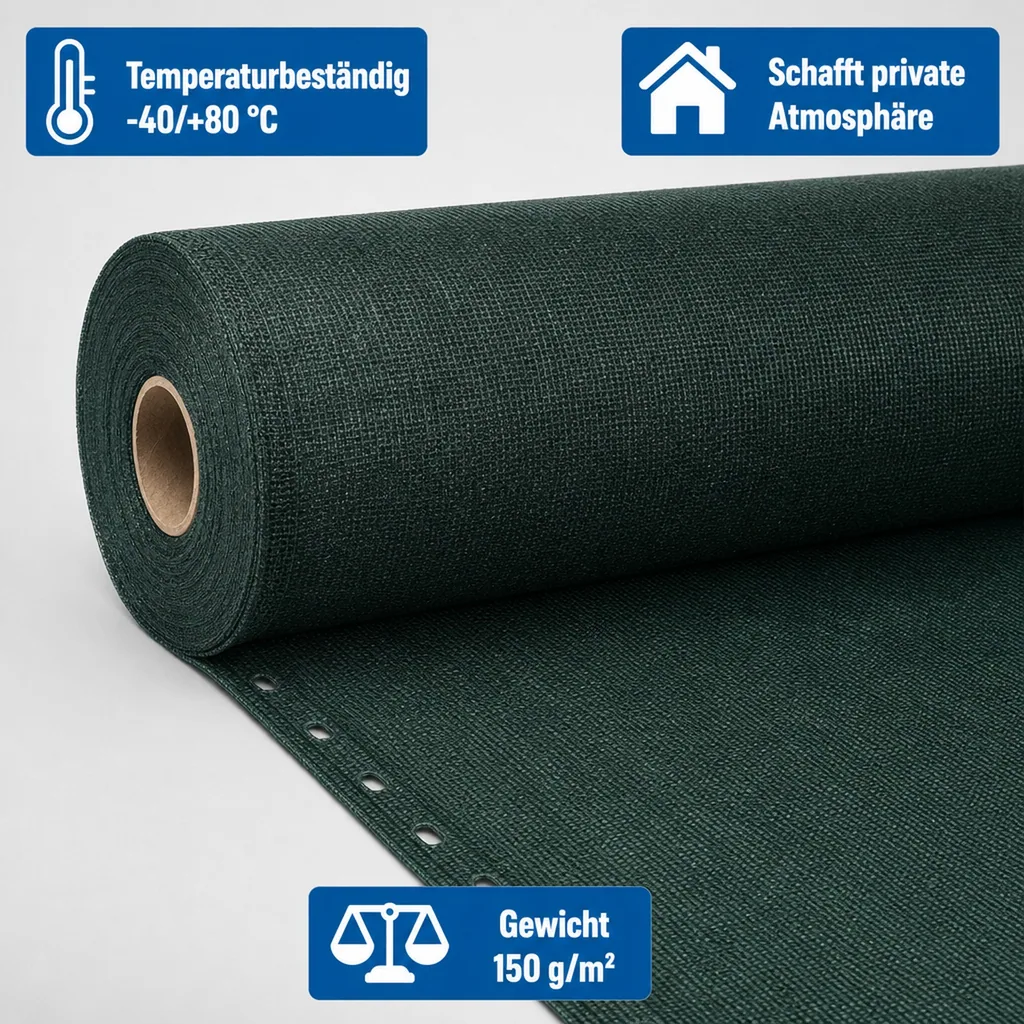 Sichtschutznetz 2 m x 14 m, Windschutznetz, Zaunblende, -Shop, HDPE Gewebe, grün