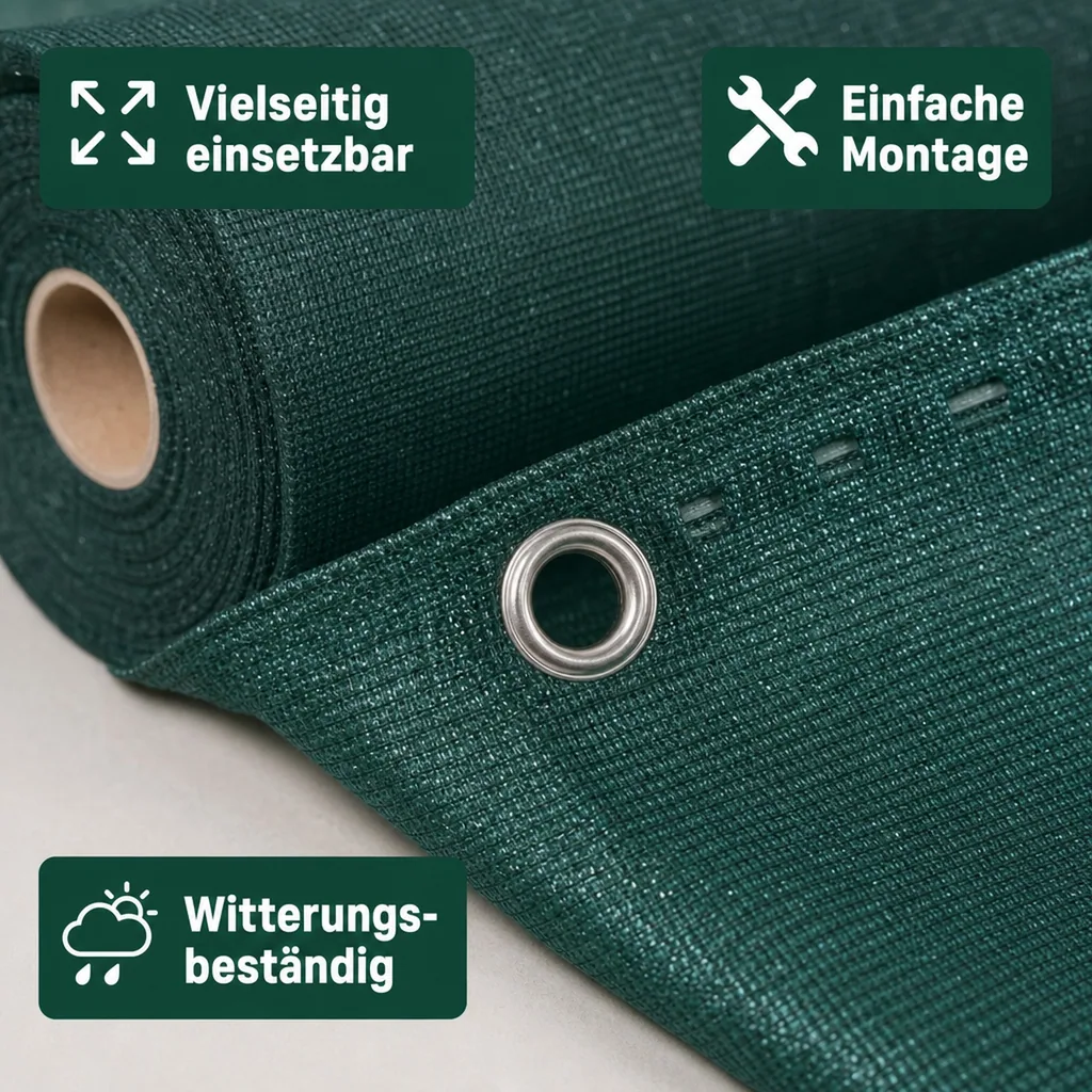 Sichtschutznetz, Windschutznetz 2x5m, Zaunblende, HDPE Gewebe, grün