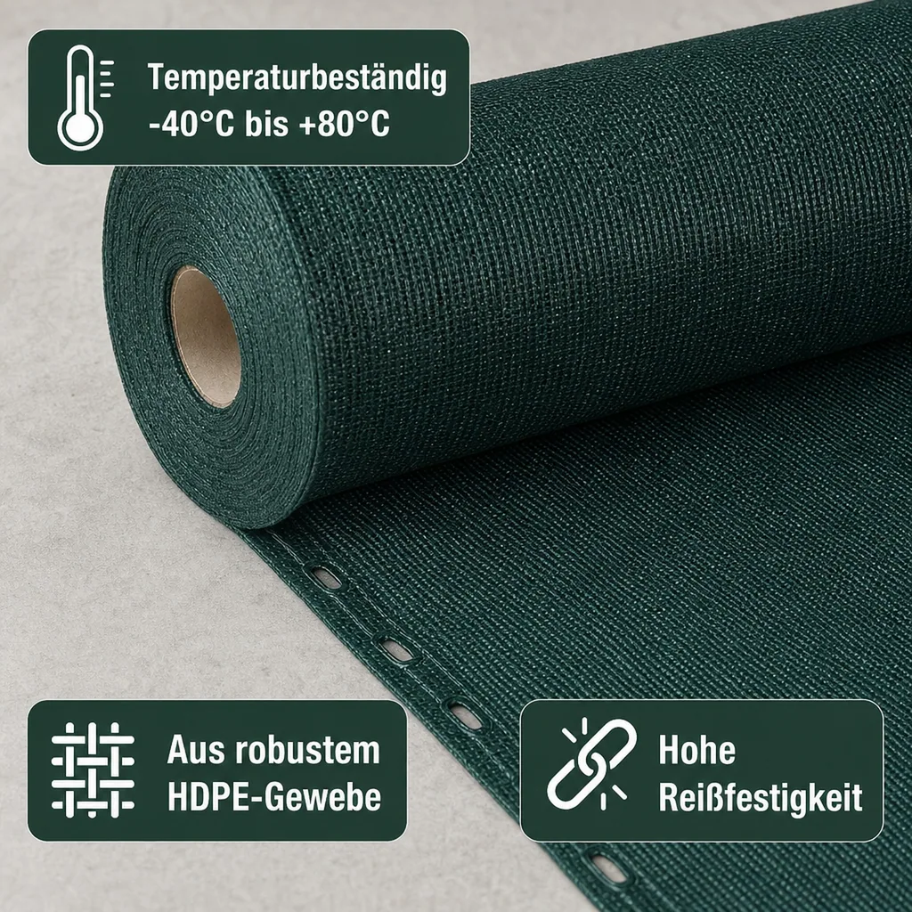 Sichtschutznetz, Windschutznetz 2x5m, Zaunblende, HDPE Gewebe, grün