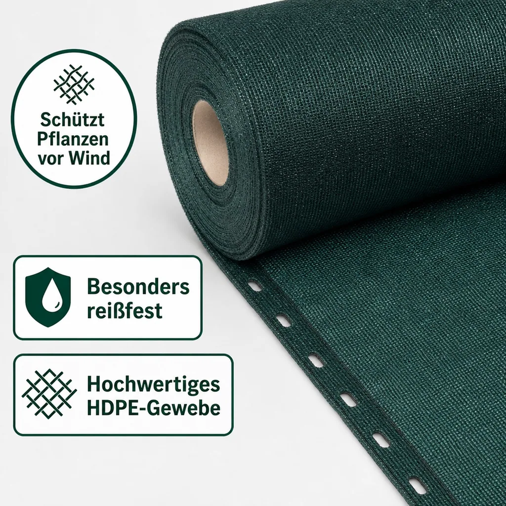 Sichtschutznetz, Windschutz, 2x22m, Grün
