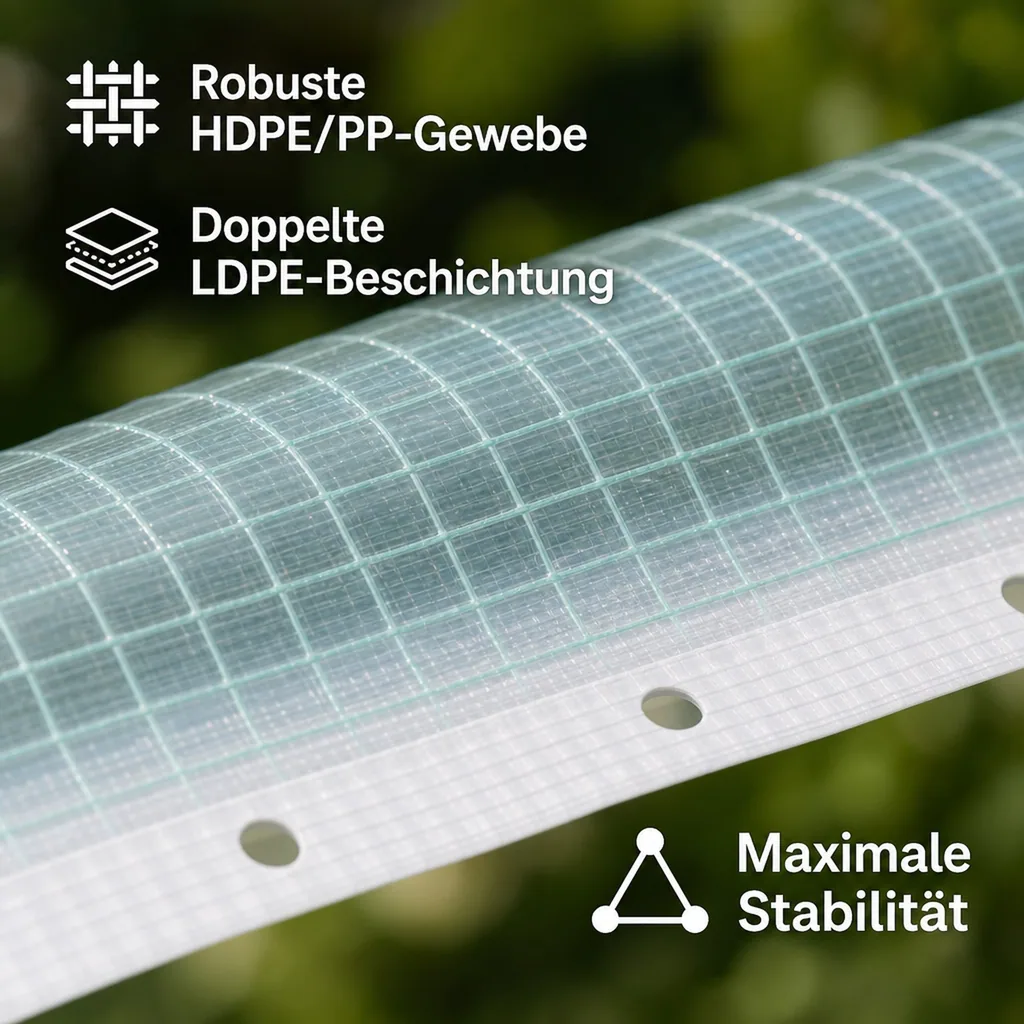 Gitterfolie, Abdeckplane transparent, Gewächshausfolie, 2 Breite x 1 Meter