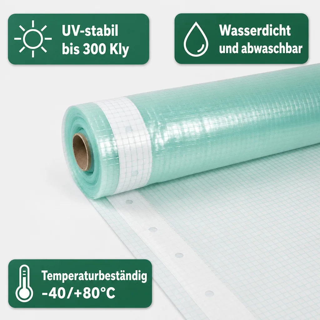 Gitterfolie 2x2m, Gewächshausfolie mit Nagelrand, reißfest & UV-stabil