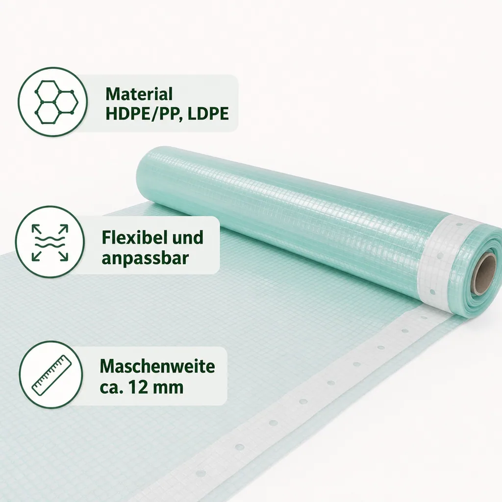 Gitterfolie 2x2m, Gewächshausfolie mit Nagelrand, reißfest & UV-stabil