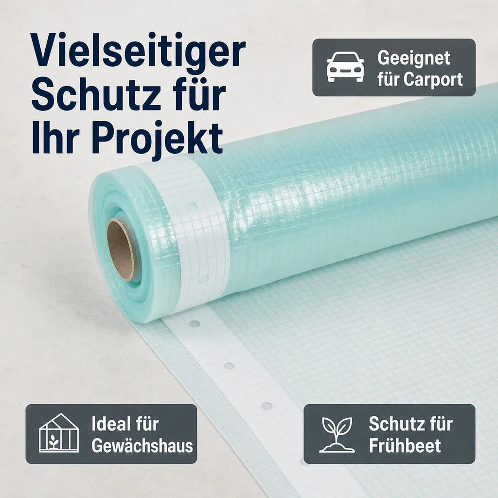 Gitterfolie, Gewächshausfolie, Baufolie, 2 Breite x 14 Meter