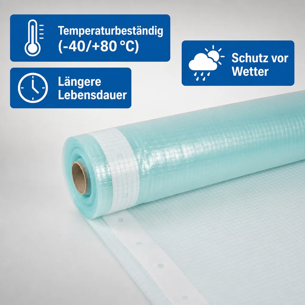 Gitterfolie, Gewächshausfolie, Baufolie, 2 Breite x 14 Meter