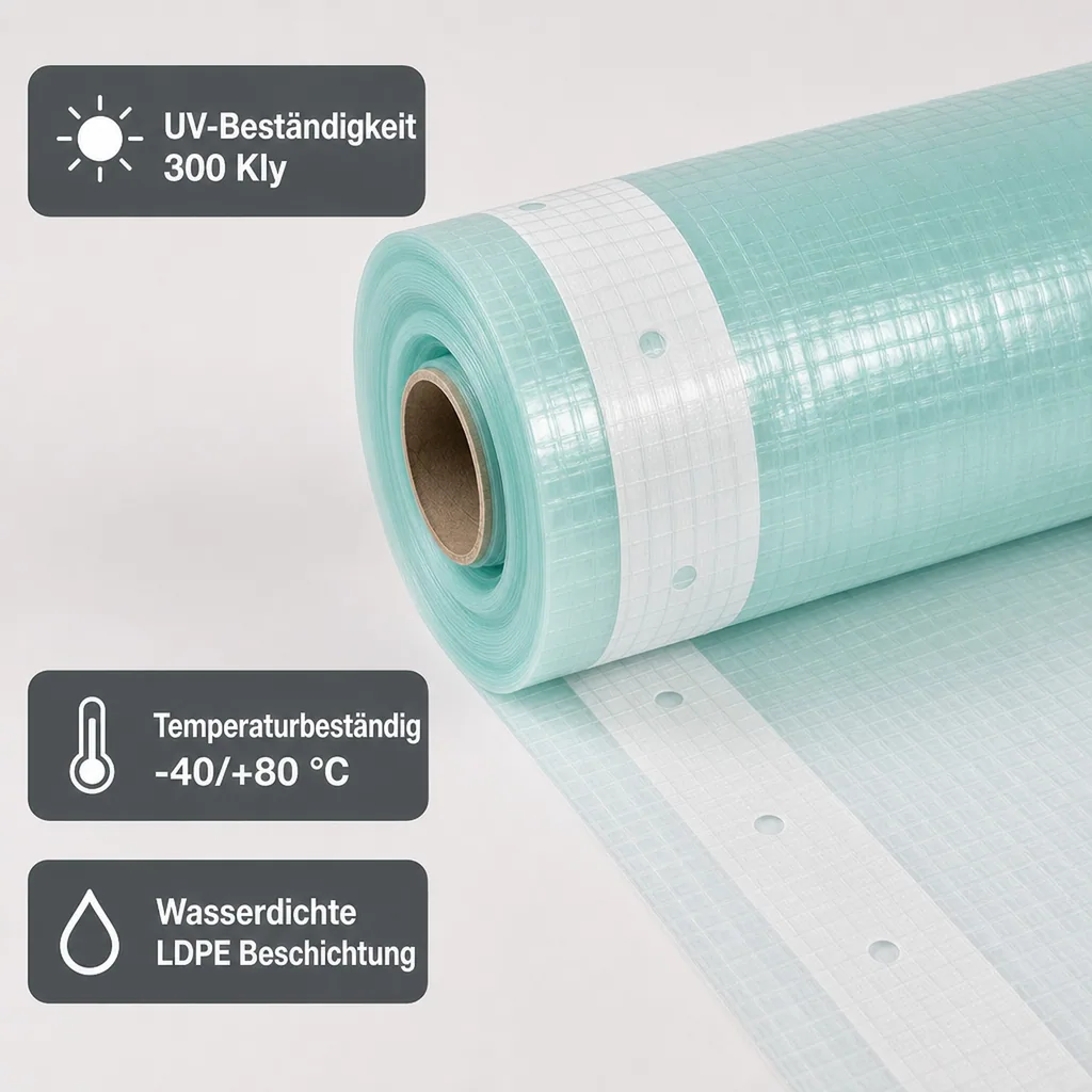 Gitterfolie, Gewächshausfolie, 2 Breite x 22 Meter