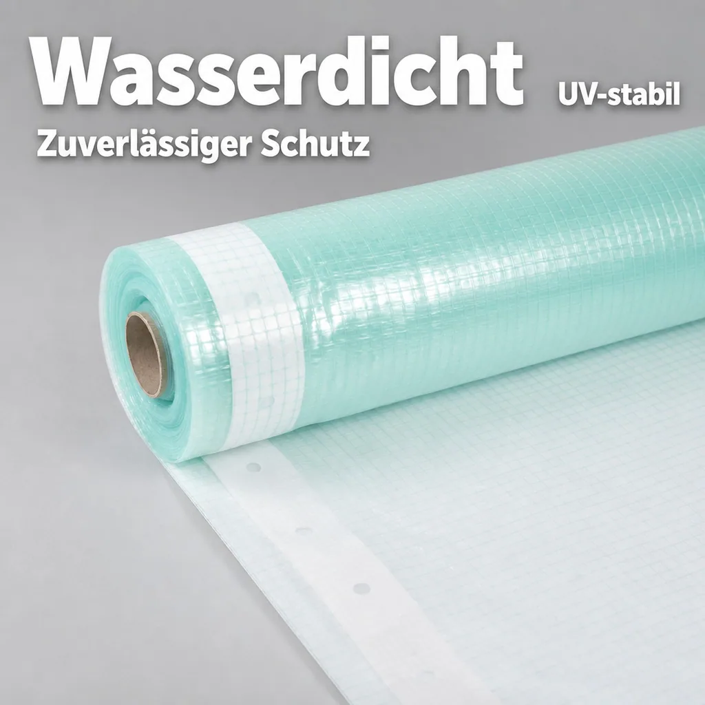 Gitterfolie, Gewächshausfolie, Baufolie 2 Breite x 16 Meter, mit Nagelrand