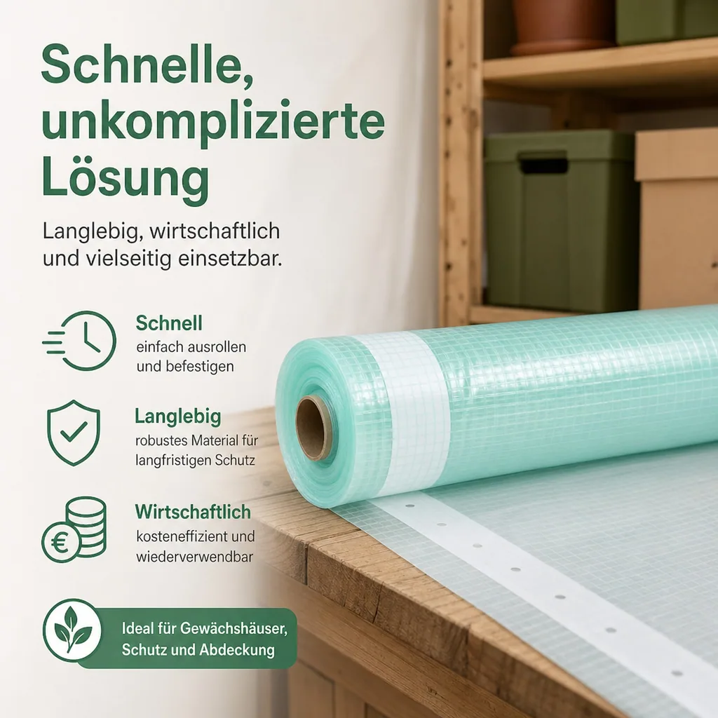 Gitterfolie, Gewächshausfolie, Nagelrand, 2 Breite x 20 Meter, UV-stabil