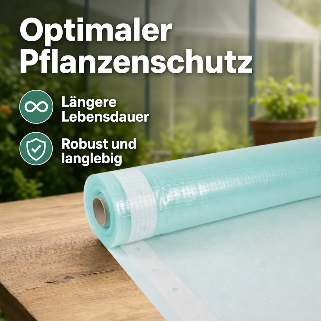 Gitterfolie, Gewächshausfolie, Nagelrand, 2 Breite x 20 Meter, UV-stabil