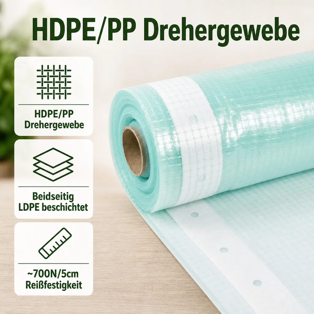 Gitterfolie, Gewächshausfolie, Nagelrand, 2 Breite x 20 Meter, UV-stabil