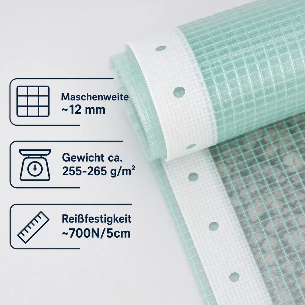 Gitterfolie mit Nagelrand, Gewächshausfolie, Baufolie
