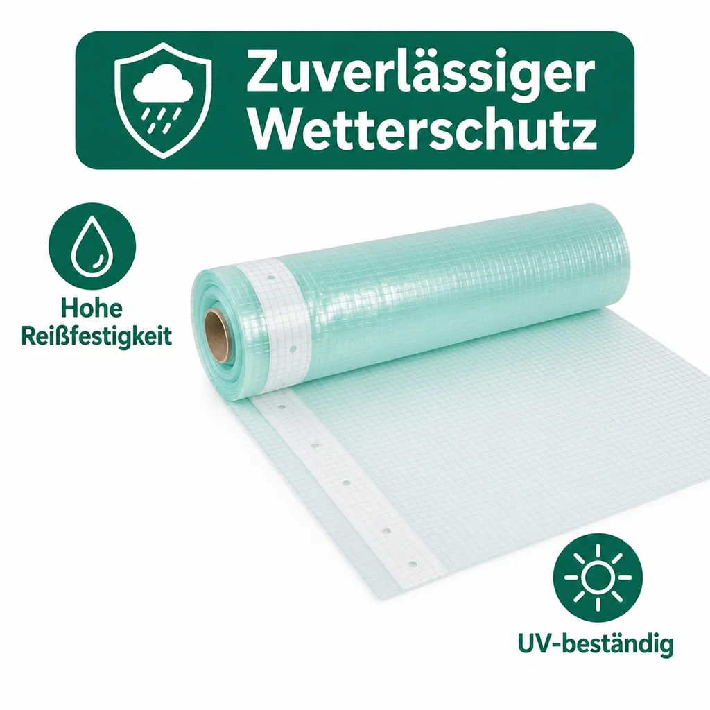 Gitterfolie mit Nagelrand, Gewächshausfolie, Baufolie