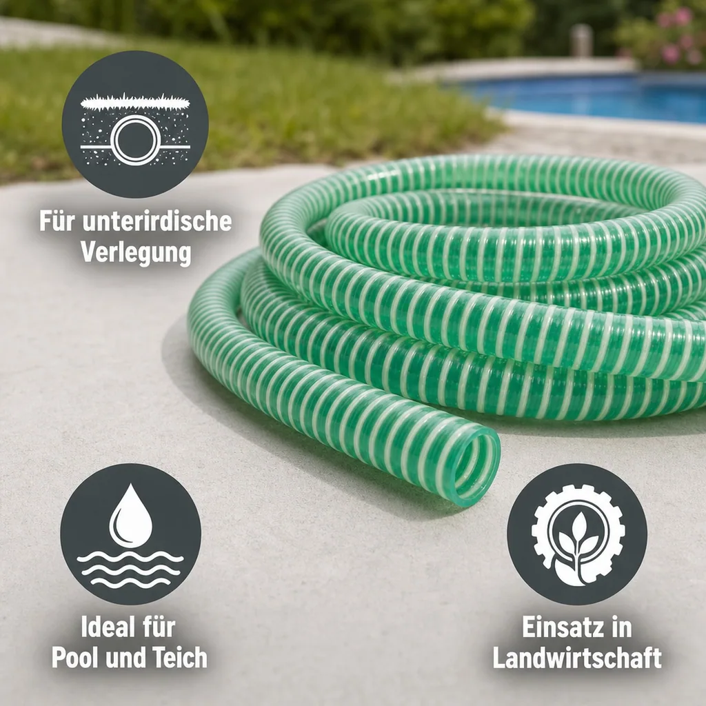 Druckschlauch 25mm, Saug Druckschlauch, 10 Meter, flexibel, Poolschlauch