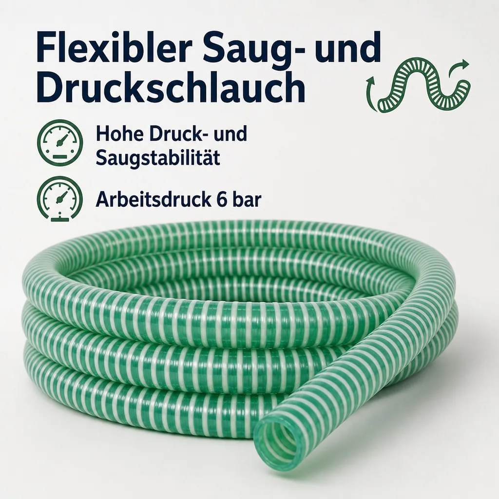 Druckschlauch 25mm, Saug Druckschlauch, 3 Meter, Pool, Teich, Industrie