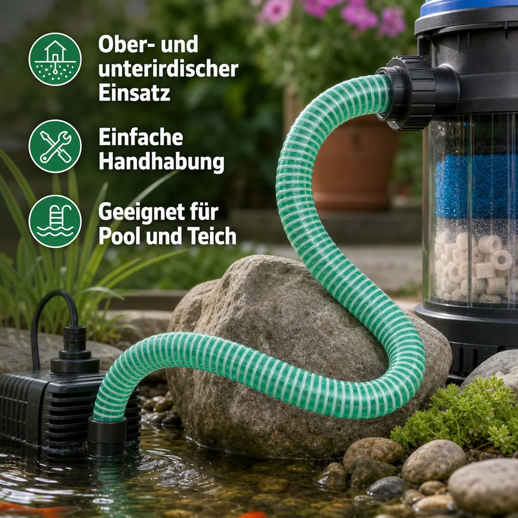 Druckschlauch 25mm, Saug Druckschlauch, 3 Meter, Pool, Teich, Industrie