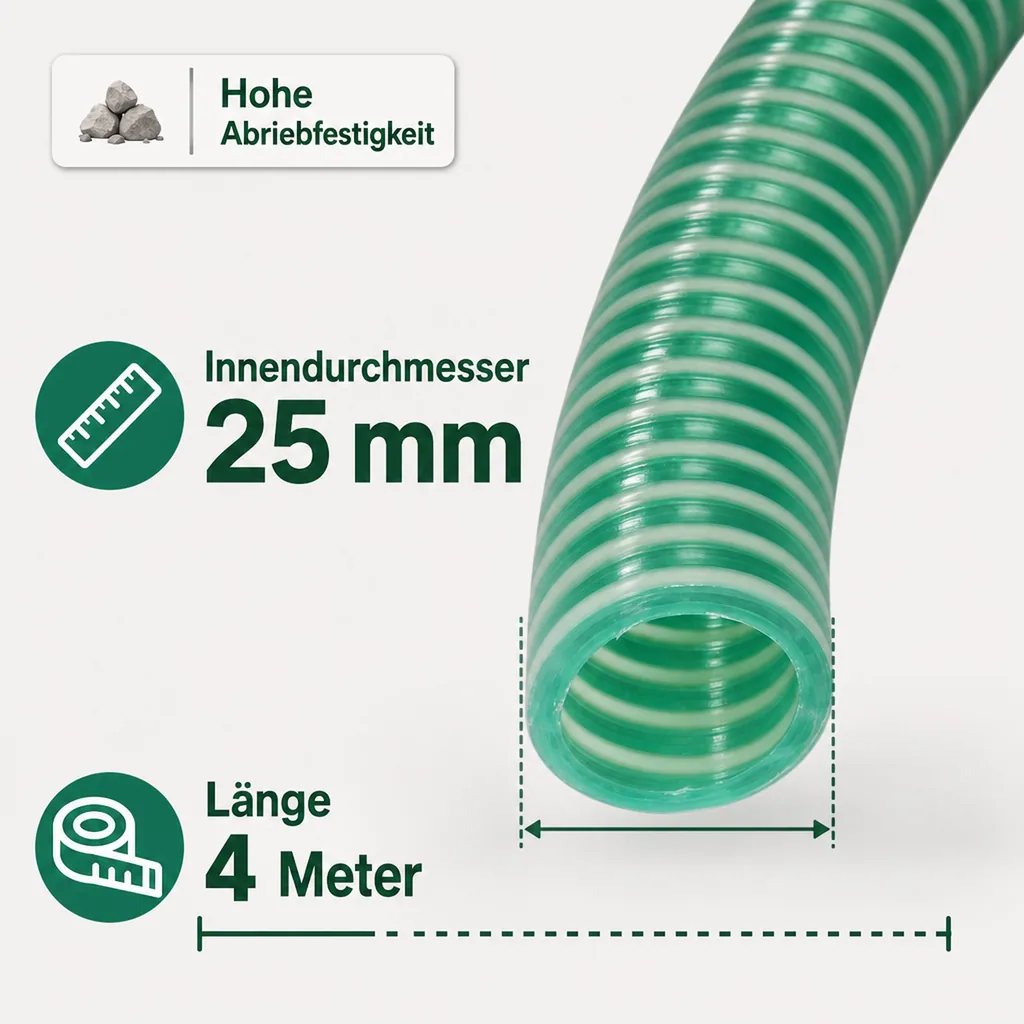 Druckschlauch 25mm, Saug Druckschlauch, Poolschlauch 25mm, 4 Meter