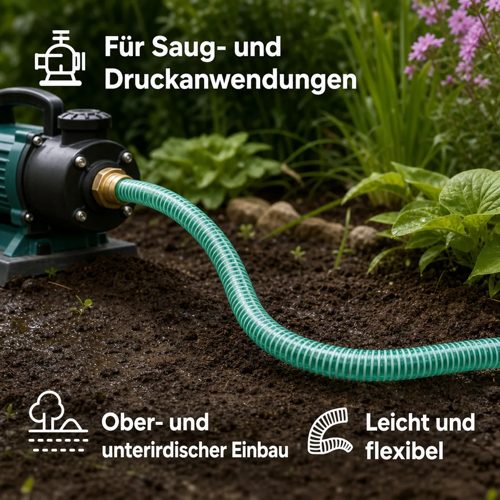 Druckschlauch 25mm, Saug Druckschlauch 1 Zoll, 10m, Pool, Teich