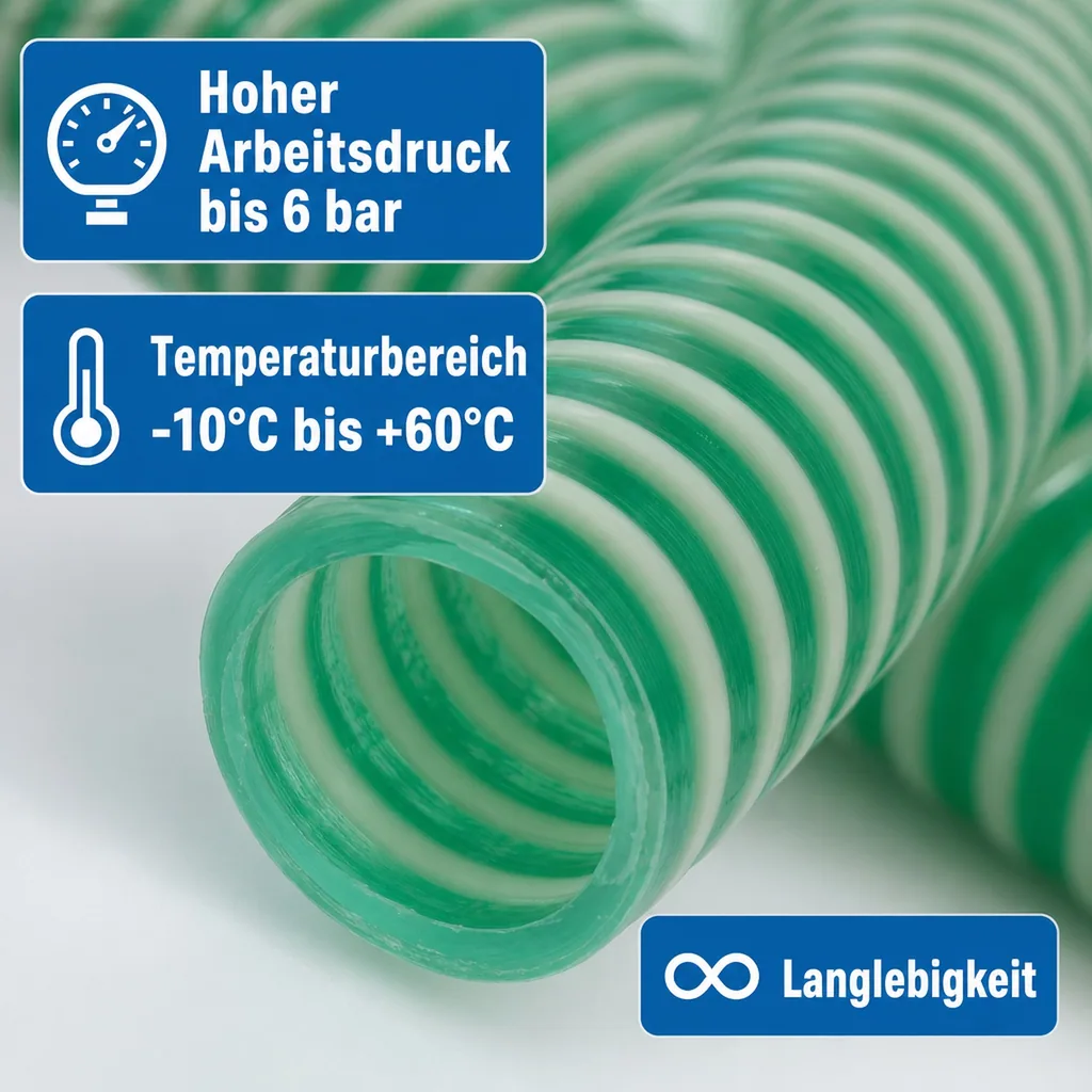 Druckschlauch 25mm, Saug Druckschlauch 1 Zoll, 10m, Pool, Teich