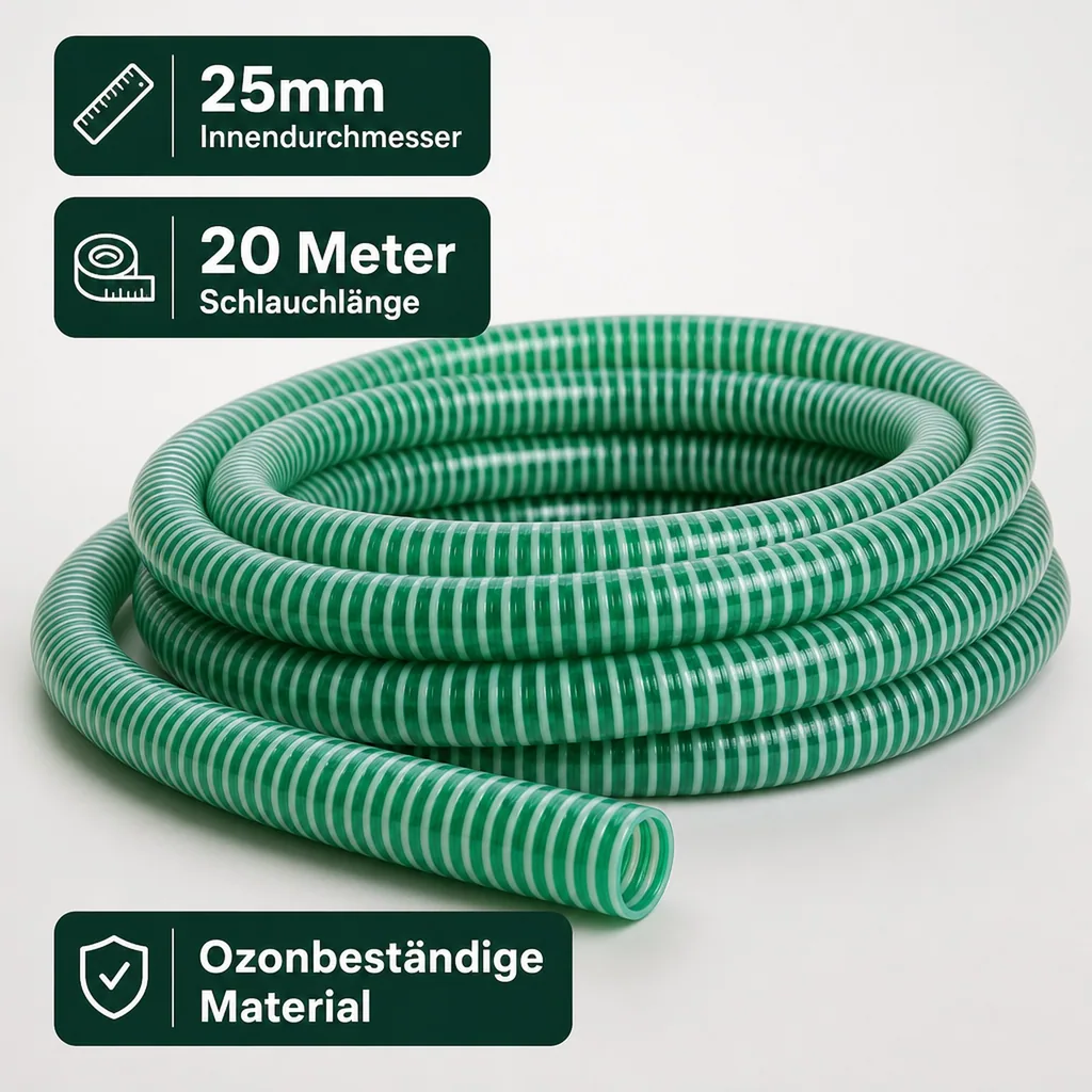 Saug Druckschlauch 25mm, 20m, Poolschlauch, Teich, Landwirtschaft