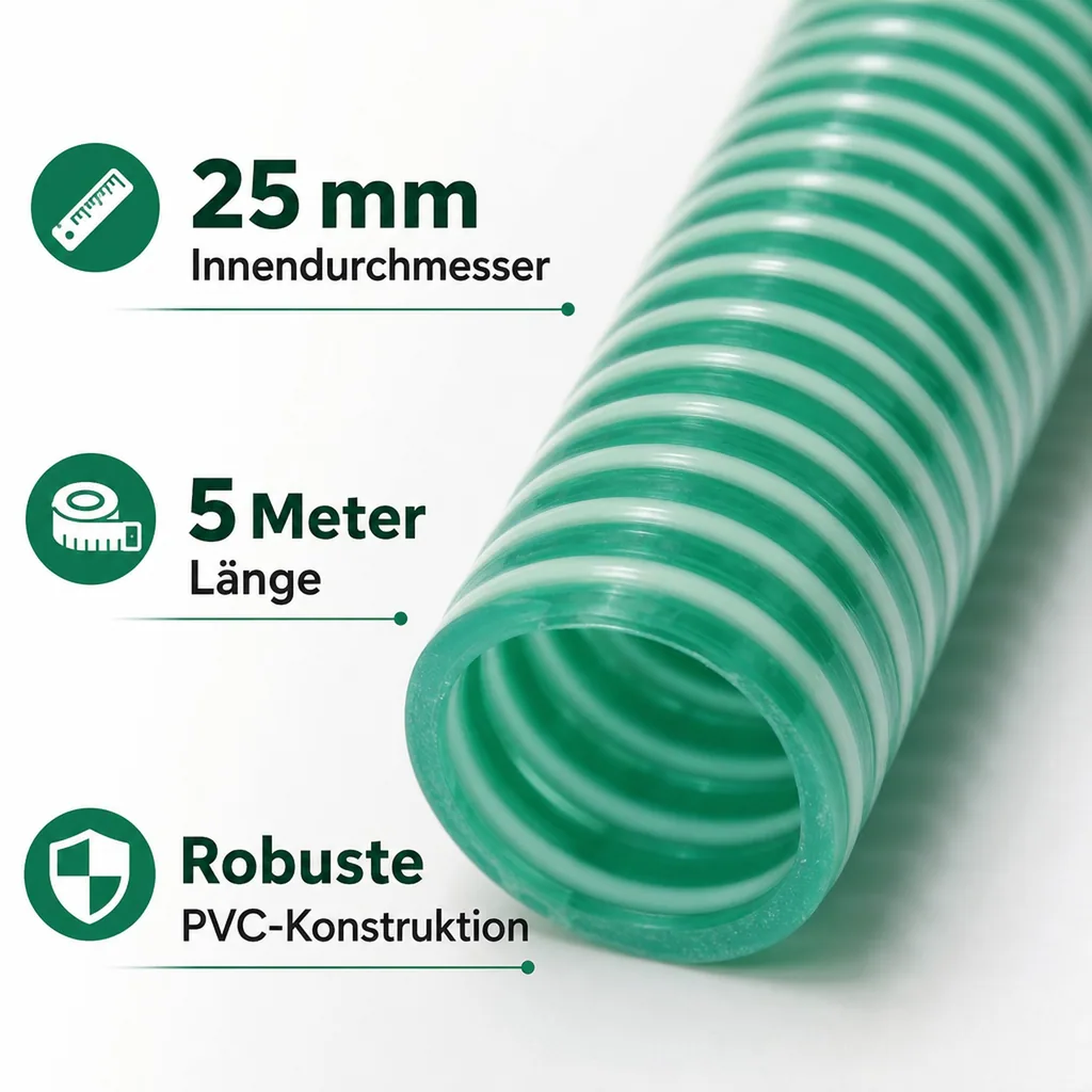 Saugdruckschlauch 25mm, flexibel, 5m - Poolschlauch, Teichschlauch