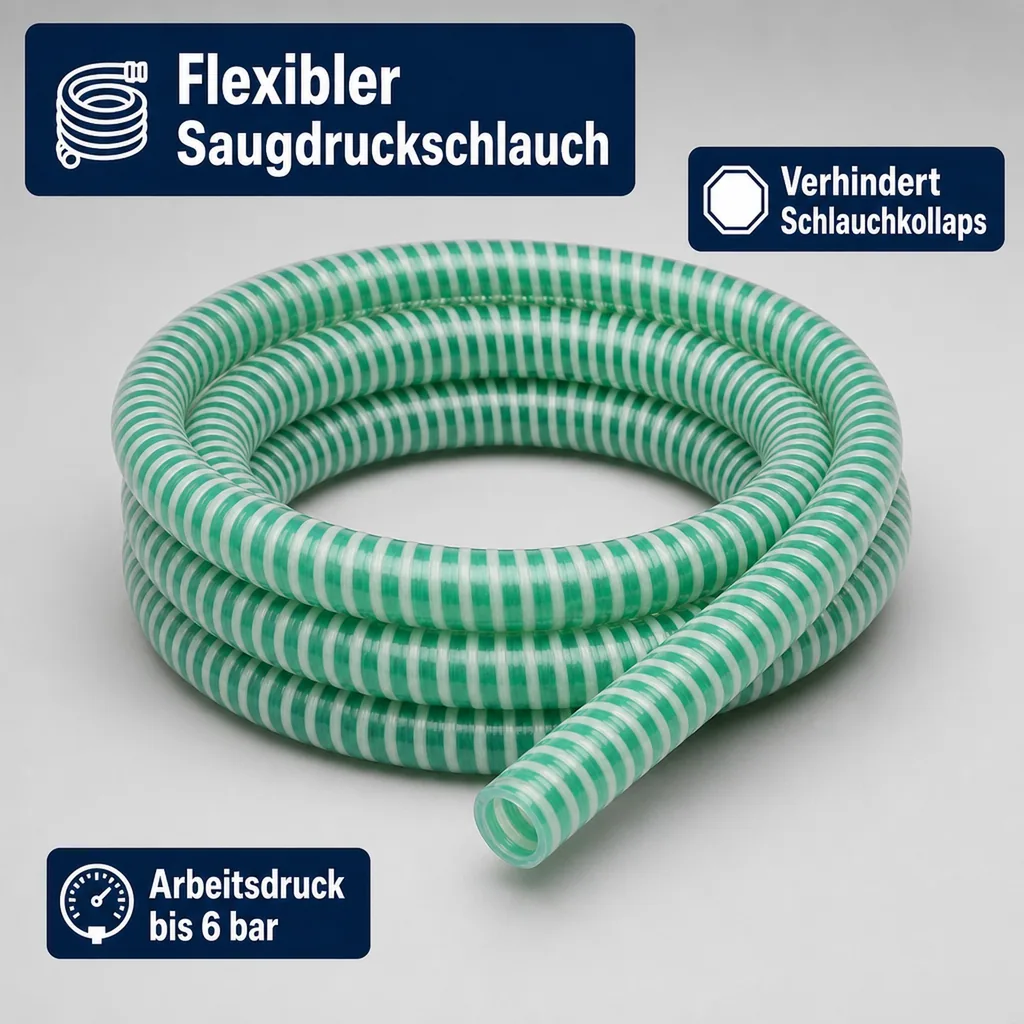 Saugdruckschlauch 25mm, flexibel, 5m - Poolschlauch, Teichschlauch