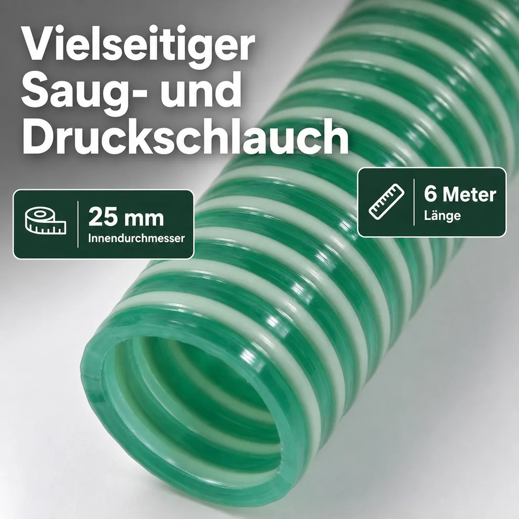 Druckschlauch 25mm, Saug Druckschlauch 6m, Poolschlauch, Teichschlauch