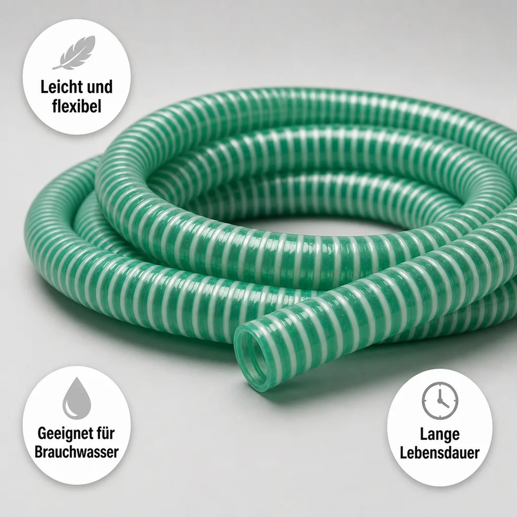 Druckschlauch 25mm, Saug- und Druckschlauch 8m, Pool, Teich, Industrie