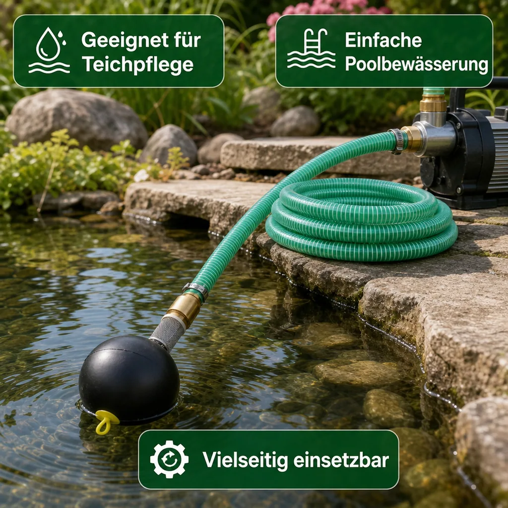 Schwimmende Entnahme, Saug Druckschlauch 1 Zoll Set, Saugschlauch 15m