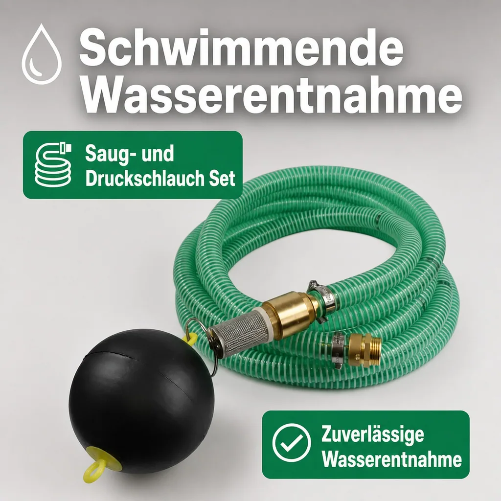 Schwimmende Entnahme, Saug Druckschlauch 1 Zoll Set, Saugschlauch 15m