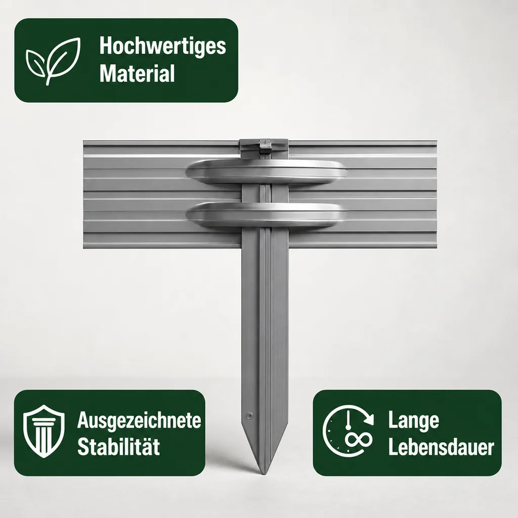 10er Set Erdanker für Ultra Starke Alu Rasenkanten | Bodenanker | Erdnägel