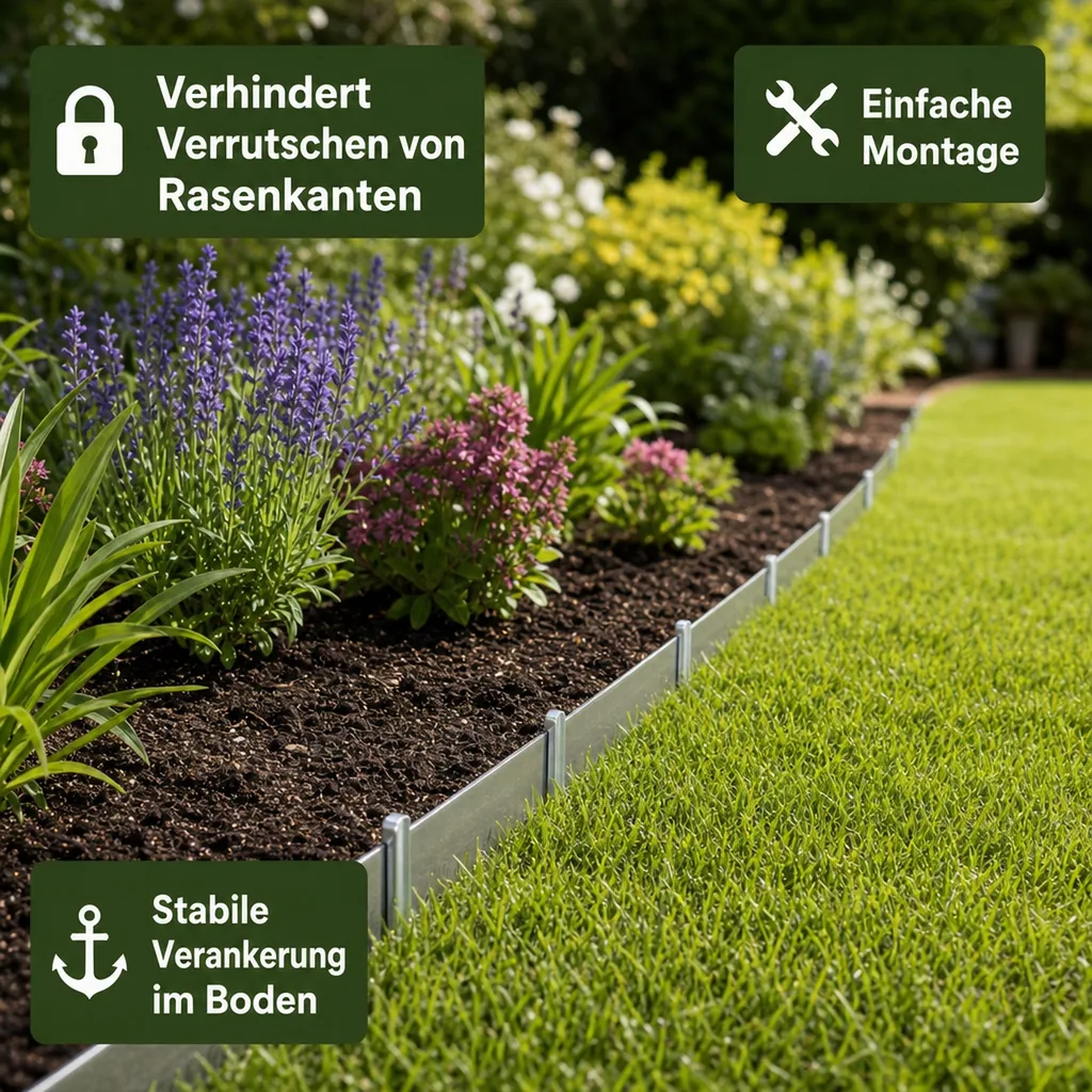 10 Set Erdanker für Rasenkante schmale 40 x 2,6 x 0,2 cm