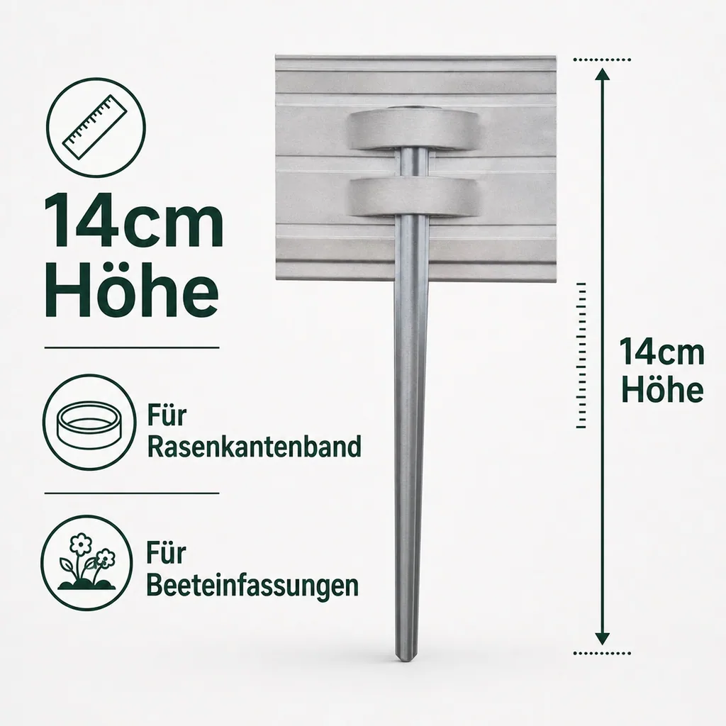 10er Set Erdanker Set für Green Universe Rasenkante 14cm Höhe | Bodenanker | Erdnägel