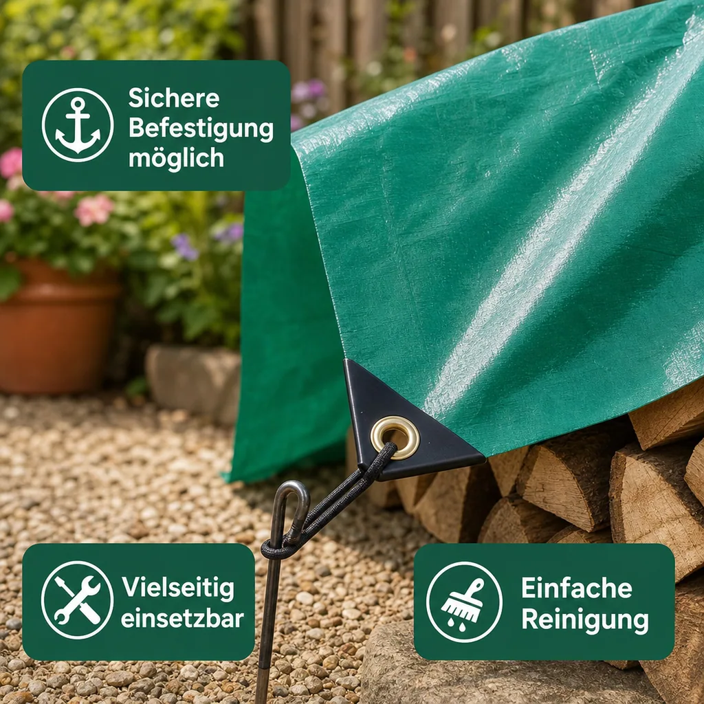 Abdeckplane 650g/m², Gewebeplane, grün, wasserdicht, reißfest, PVC, 4x5m (20m²)