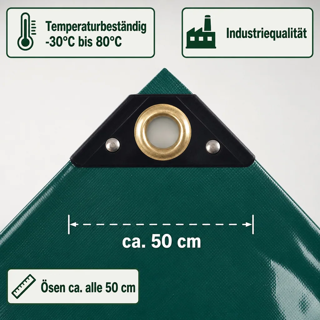 Abdeckplane, Gewebeplane, grüne PVC Plane 650g/m², 1,5 x 20m (30m²), wasserdicht, reißfest, UV-stabil