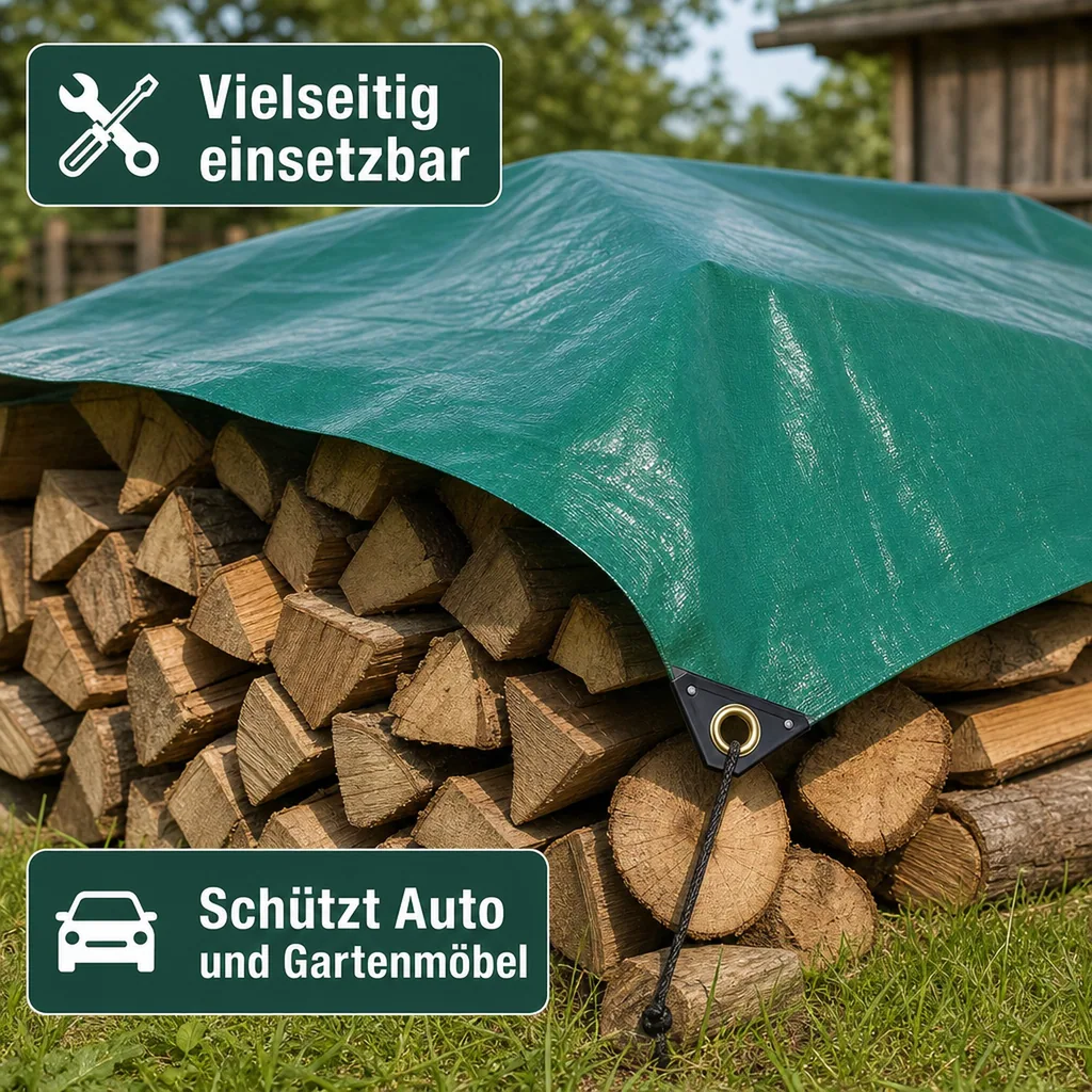 Abdeckplane, Gewebeplane, grüne PVC Plane 650g/m², 1,5 x 20m (30m²), wasserdicht, reißfest, UV-stabil