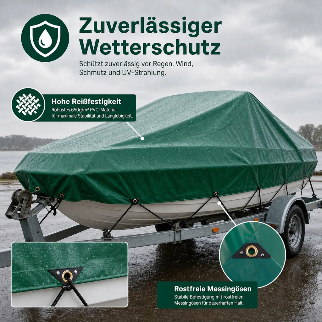Abdeckplane, Gewebeplane, grüne PVC Plane 650g/m², 1,5 x 20m (30m²), wasserdicht, reißfest, UV-stabil