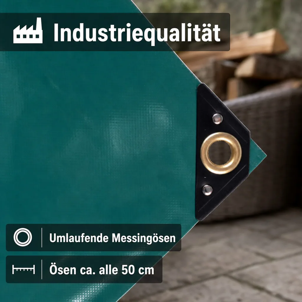 Abdeckplane 650g/m², PVC Gewebeplane, grün, wasserdicht, reißfest, UV-stabil, 6x8m (48m²)