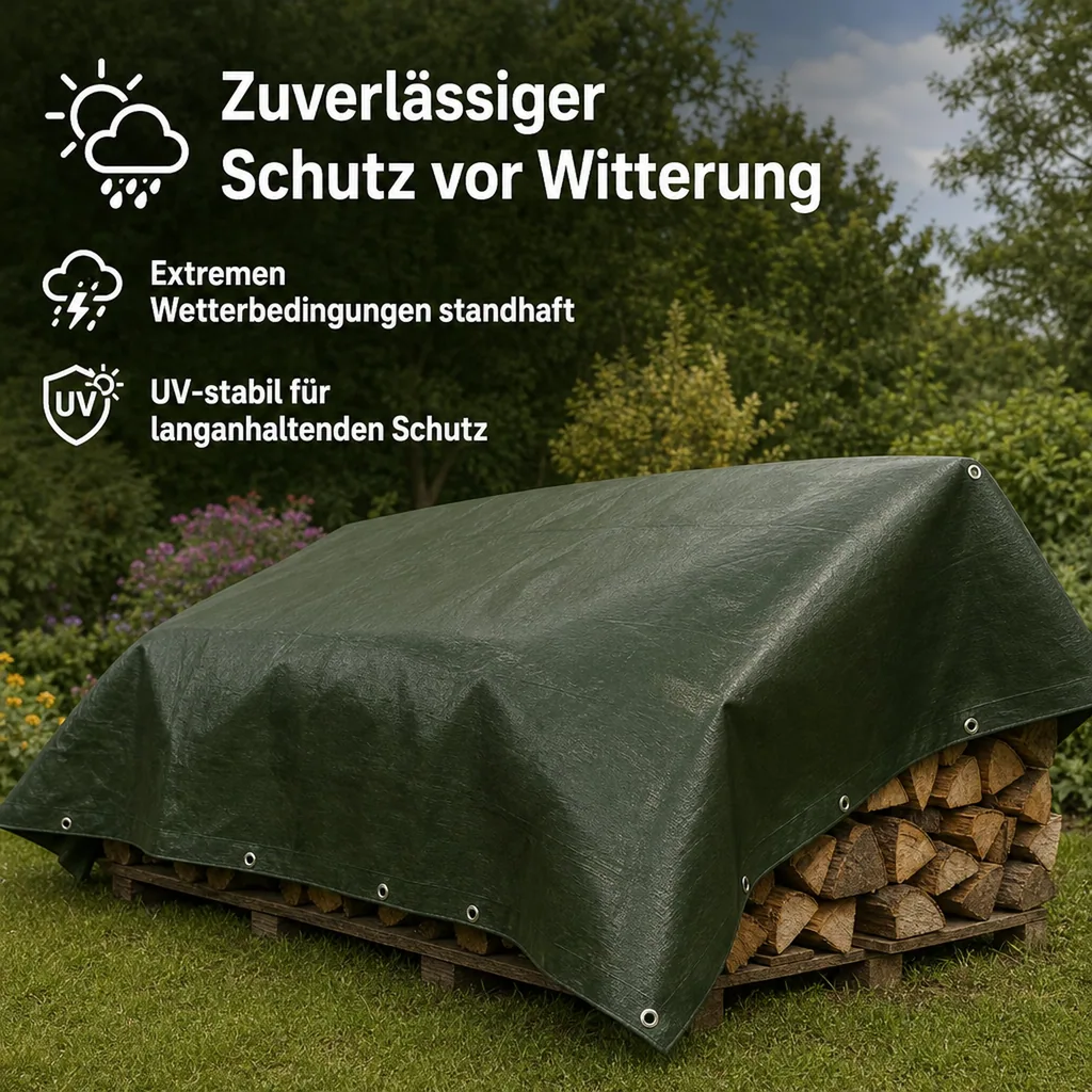 Abdeckplane 10x12m, grün, wasserdicht, 210g/m²