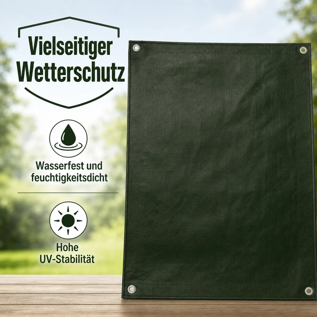 Abdeckplane grün 1,5x6m, 210g/m² (9m²), wasserdicht und UV-stabil