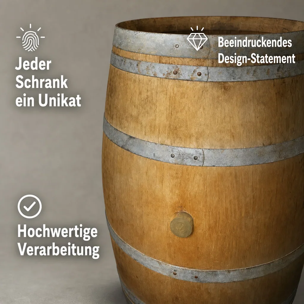 Handgefertigter Weinschrank aus Barriquefass: Exklusive Weinlagerung für 12 Flaschen