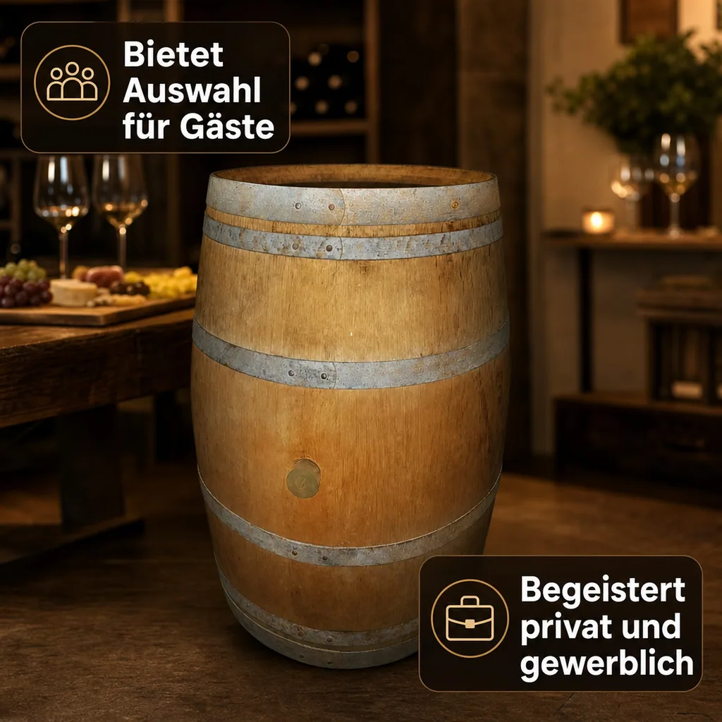 Handgefertigter Weinschrank aus Barriquefass: Exklusive Weinlagerung für 12 Flaschen
