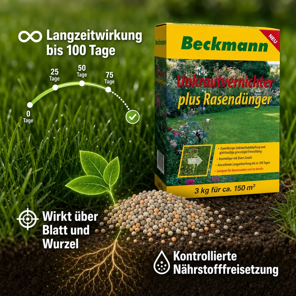 Rasendünger mit Unkrautvernichter 12kg, Langzeitwirkung für 600m², Granulat