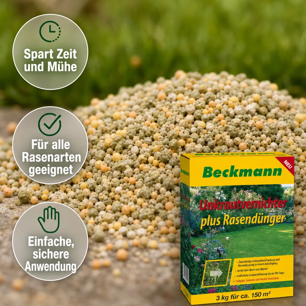 Rasendünger mit Unkrautvernichter 12kg, Langzeitwirkung für 600m², Granulat