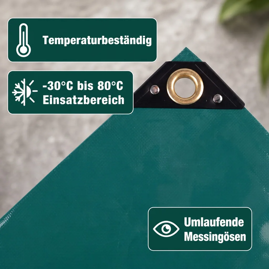 Abdeckplane grün, 650 g/m² PVC, 6 x 10m (60m²), wasserdicht, Gewebeplane
