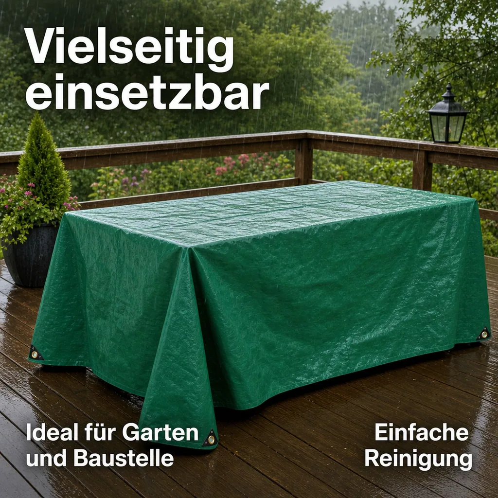 Abdeckplane, Gewebeplane, grün, 3,5 x 8m, 650 g/m², wasserdicht