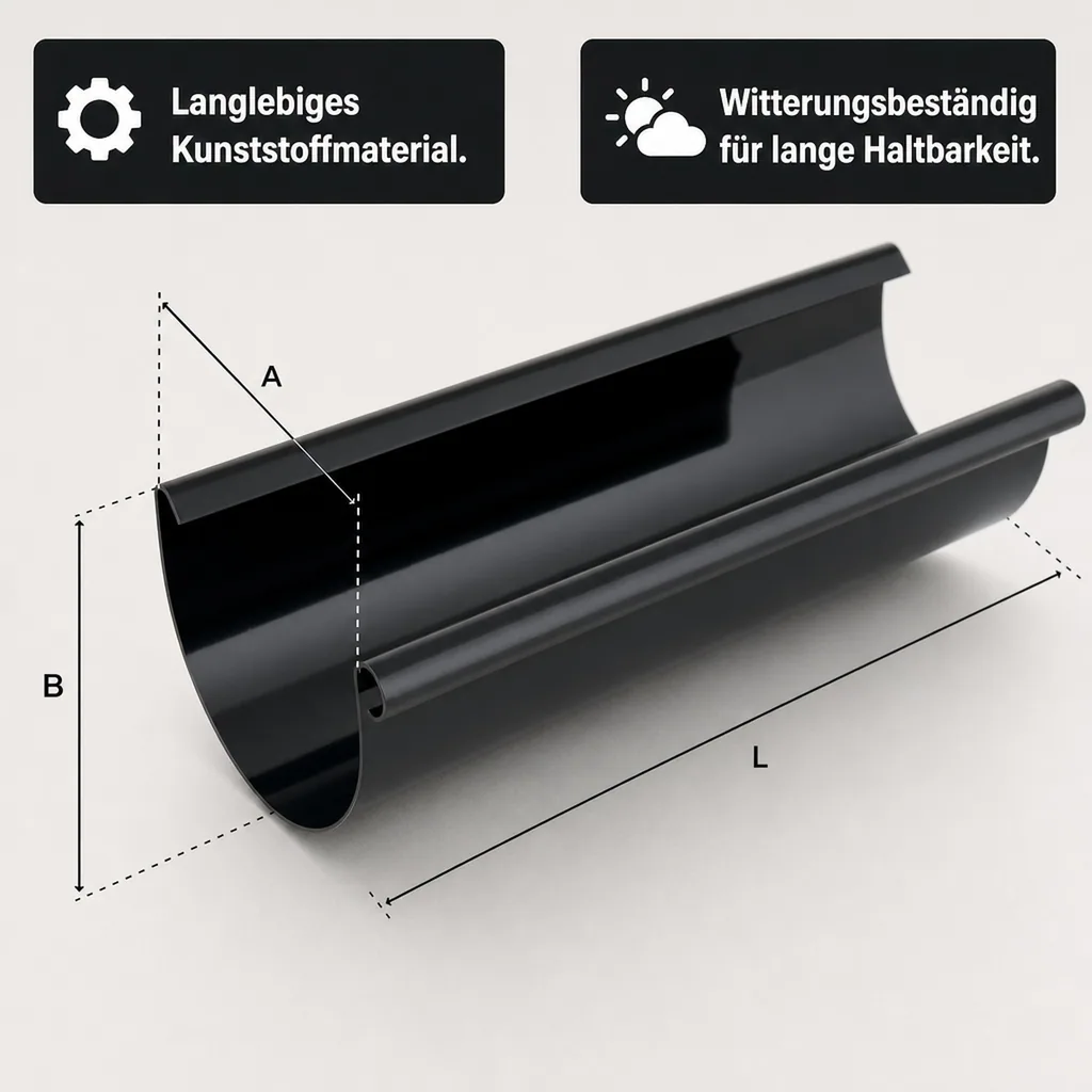 Regenrinne braun 2m, Dachrinne Kunststoff, System 75