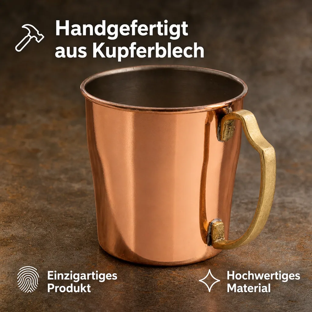 Bierkrug, Bierseidel - 0.33 L, Kupfer-Zinn, Handgefertigt