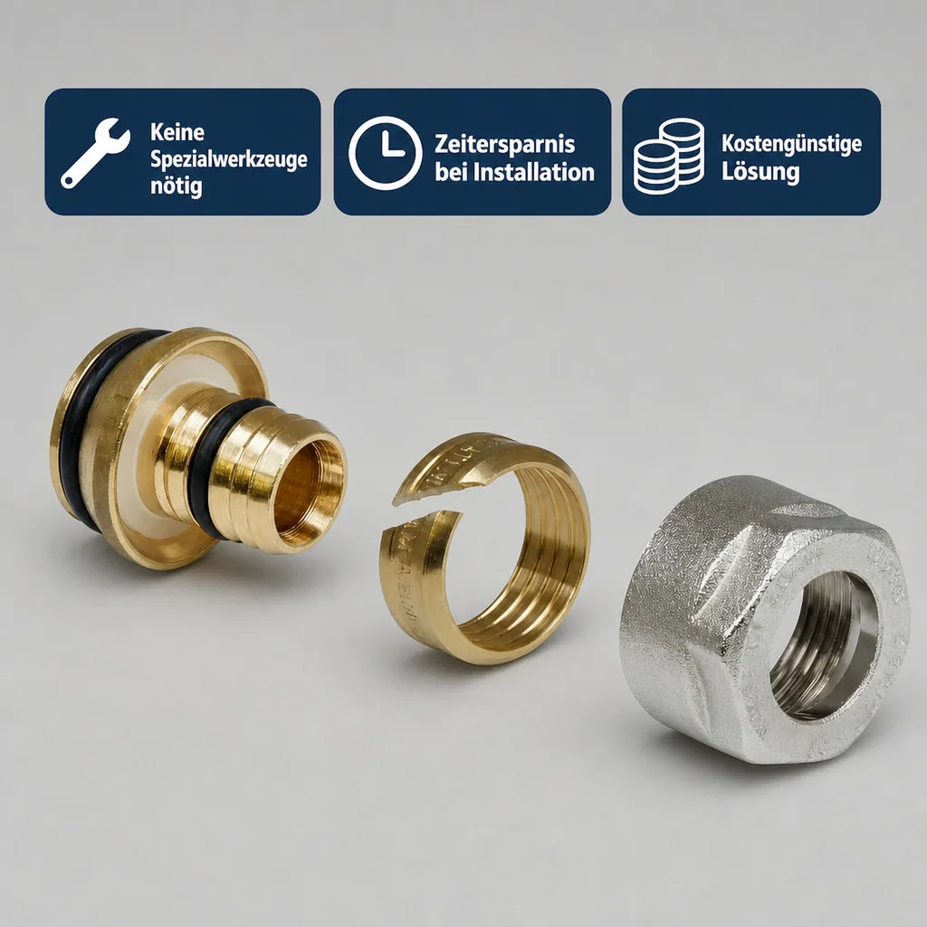 Eurokonus Verschraubung, 2x Klemmringverschraubung 16mm, Heizung