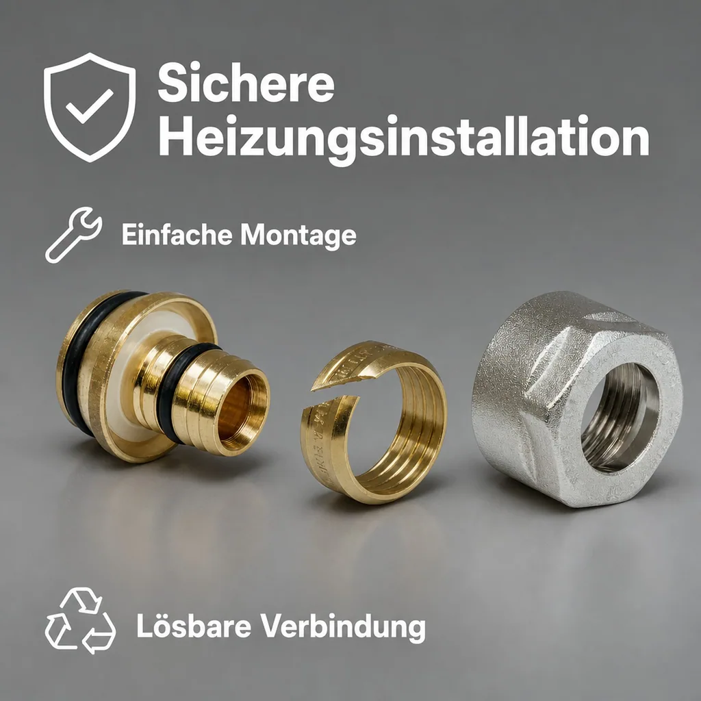 Eurokonus Verschraubung, 2x Klemmringverschraubung 16mm, Heizung